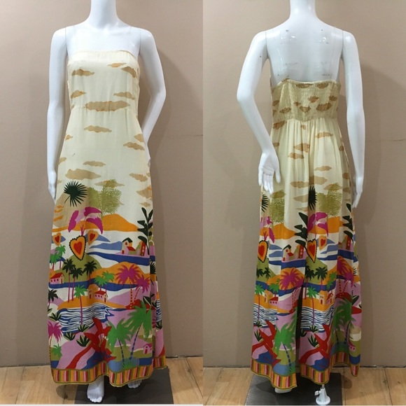 true destinations Dresses & Skirts - True Destinations Maxi Dress Palm Scenic Strapless Coverup Tropical Women S New